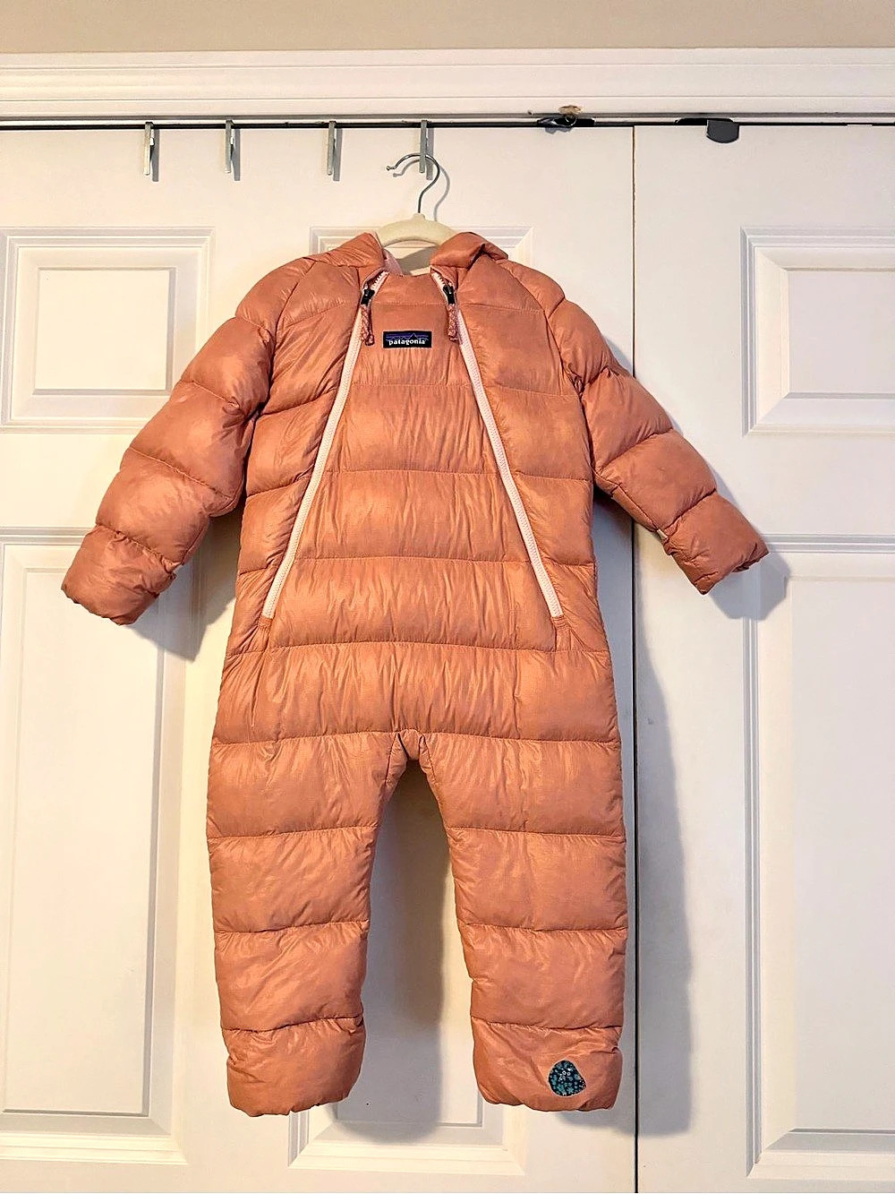 Patagonia Infant Hi-Loft Down Sweater Bunting Brown & Pink 12-18M